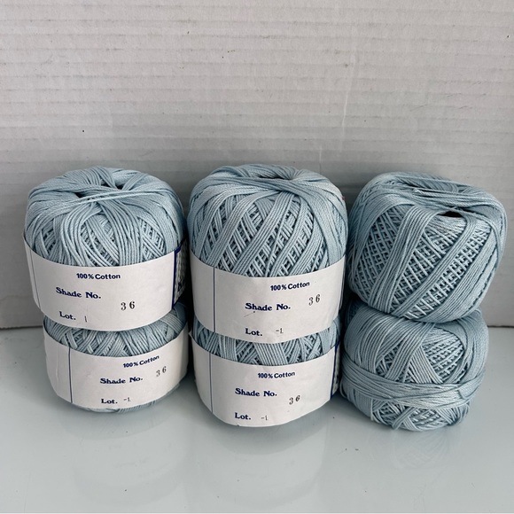 Six balls of baby blue knitting cotton yarns size 5 - Picture 2 of 8